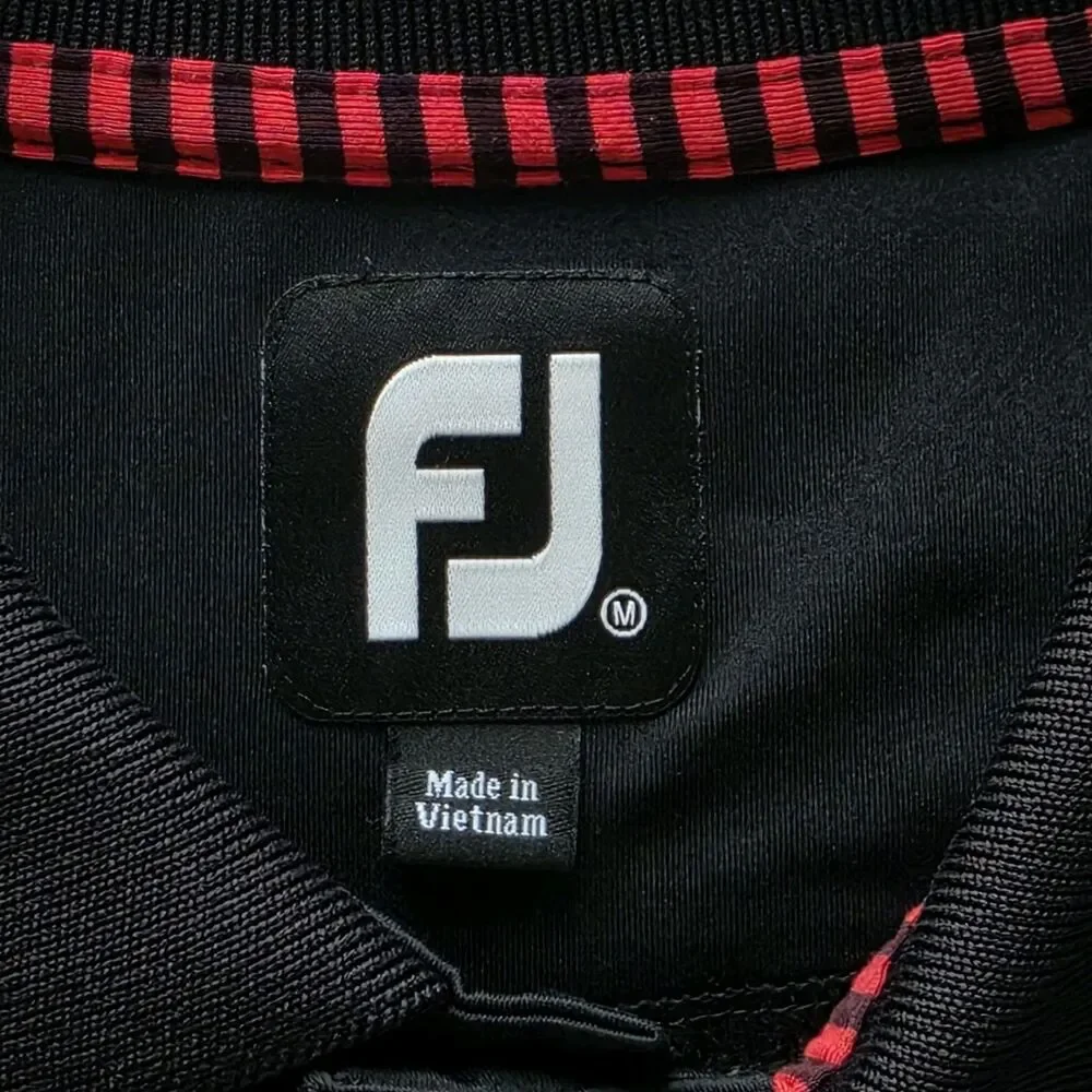 FootJoy x Forest Creek Men Medium Black Golf Polo Shirt Performance Pinehurst NC
